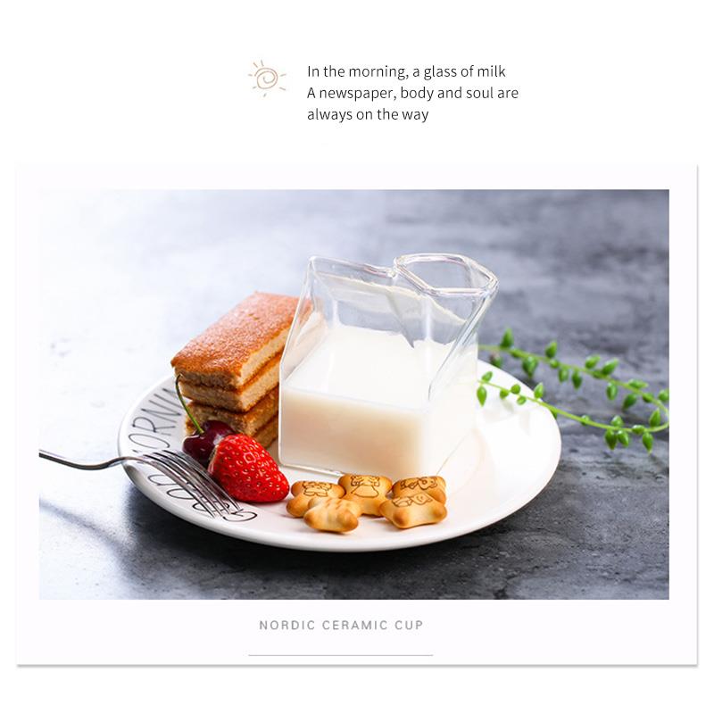 SALES American Half Pint Creamer Milk Carton Glass Cup Coffee Glass Juice Cup Unique Pure Handmade Crafts