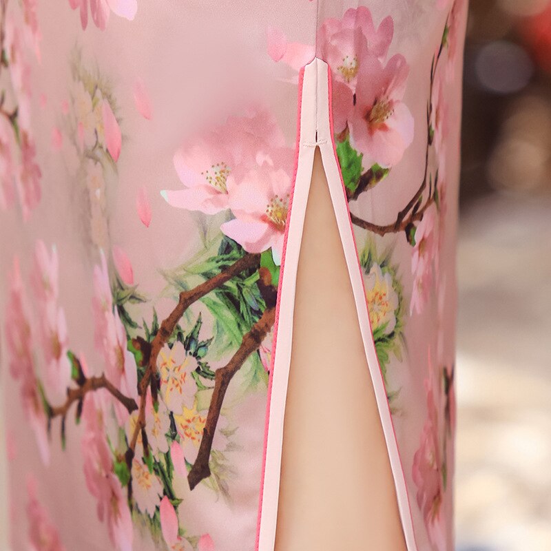 Rosa dam plus storlek 3xl nyhet kort kinesisk högtidsklänning kinesisk stil kvinnor mandarin krage qipao vintage rayon cheongsam
