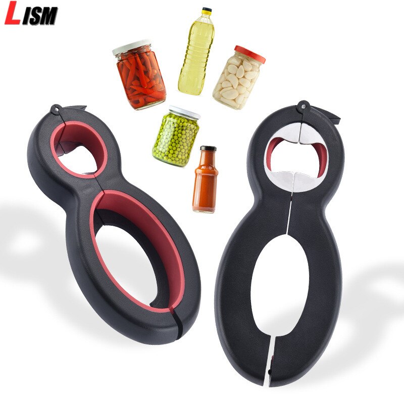 6 In 1 Flesopener Multi Functie Twist Blikopeners Roestvrijstalen Pot Grijper Kan Wijn Bier Deksel Twist Off jar Opener Claw