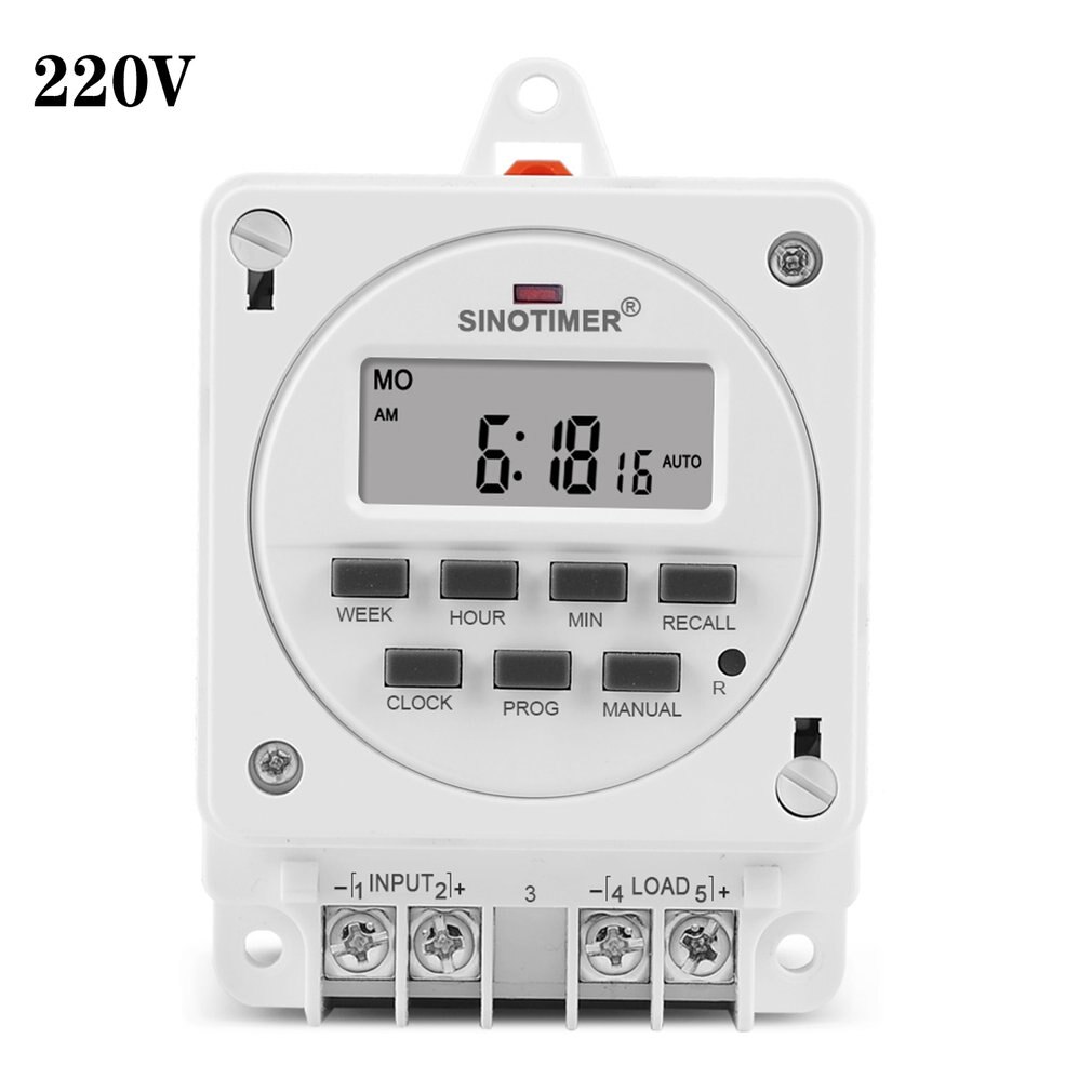12V 220V Digital Timer Switch 7 Days Weekly Programmable Time Relay Programmer Built-in Rechargeable Battery: 220V TM618E