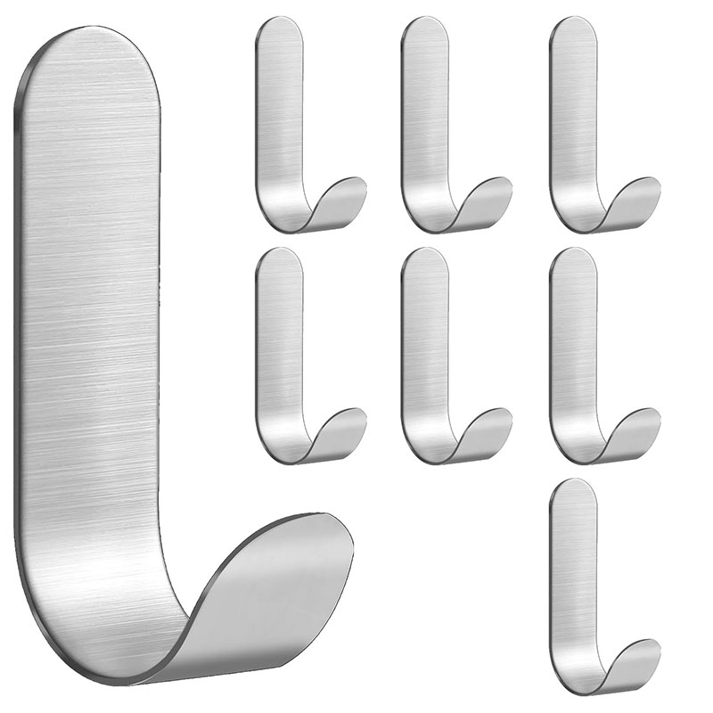 Ganchos adhesivos de Metal y acero inoxidable, ganchos de pared, gancho en J, soporte para llaves, gancho de pared autoadhesivo para ducha y cocina, 2/10 Uds.: L / Bronce