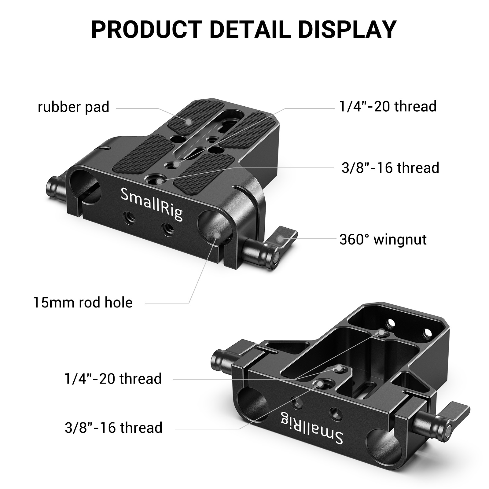 SmallRig Universal Dslr Camera Base Plate with 15mm Rod Rail Clamp for Sony A6500/A6600/Panasonic GH5/Sony A7 Camera Cage 1674