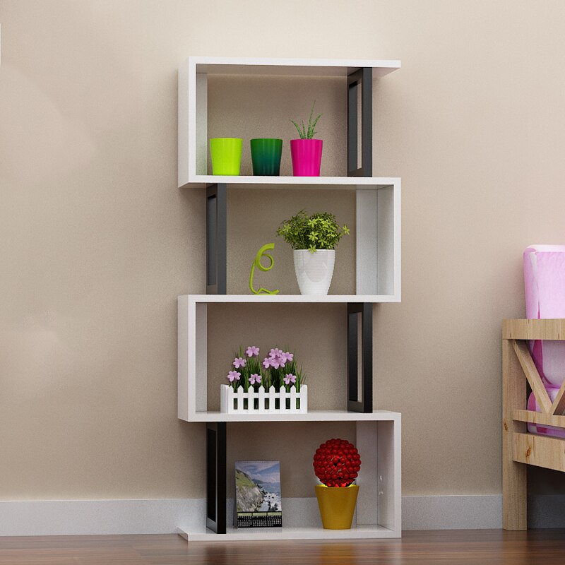 Simple and Modern Combination Bookcase Four-Layer Desktop Floor To Ceiling Bay Window Shelf Small Bookshelf: A2