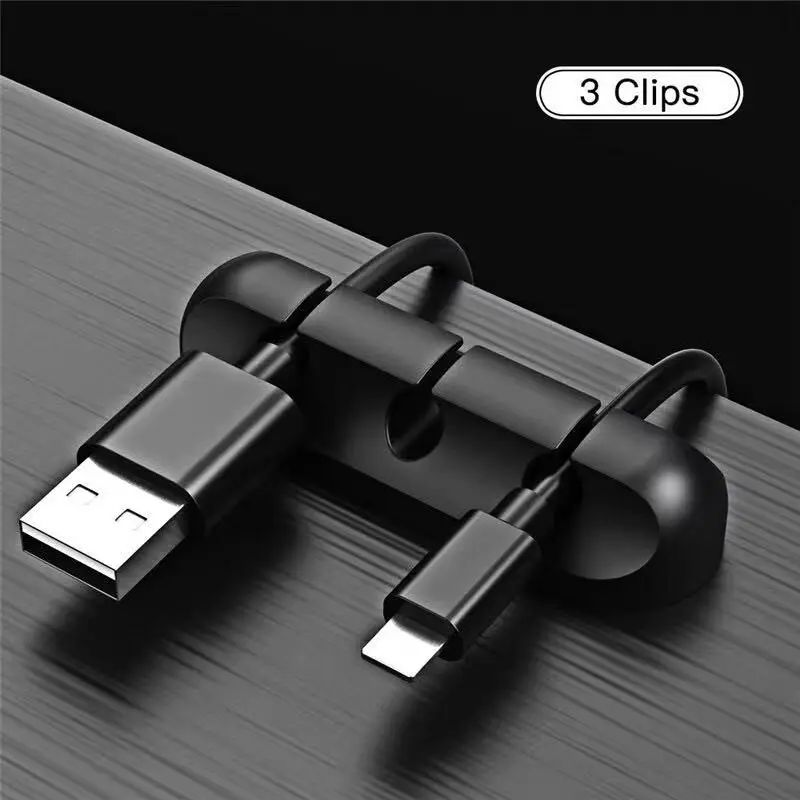 Cable Organizer Silicone Cable Clips Cable Management Cable Winder Desktop Tidy Manager Mobile Phone Data Cable Organizer: Yellow