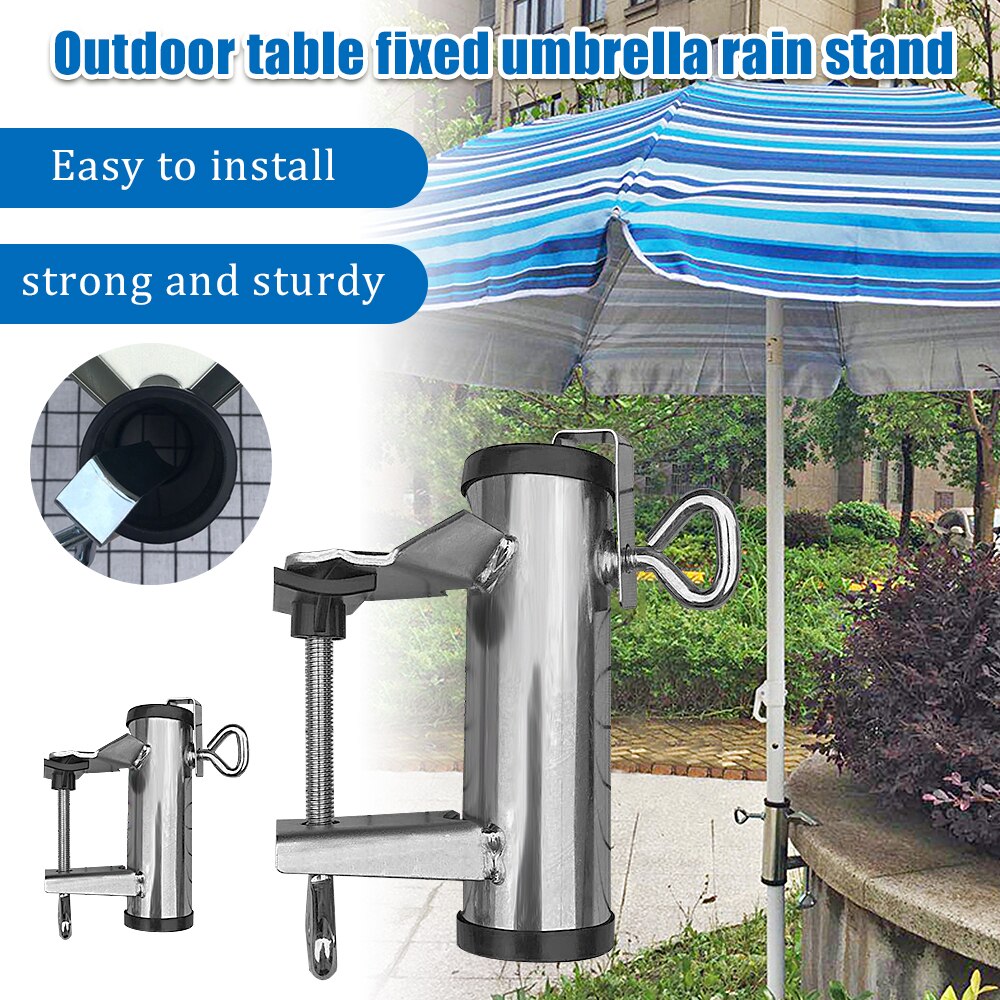 Garden Courtyard Mount Patio Parasol Fishing Umbrella Holder Metal Durable Fixing Clip Bracket Balcony Railings Resistant Wind