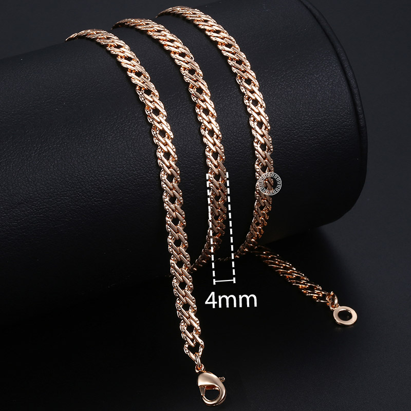 Rose Gold Necklace for Women Cuban Link Chain 585 Rose Gold Filled Womens Necklaces Chain Jewelry 5mm 50cm 55cm 60cm DLGN453: CN09 / 20inch 50cm