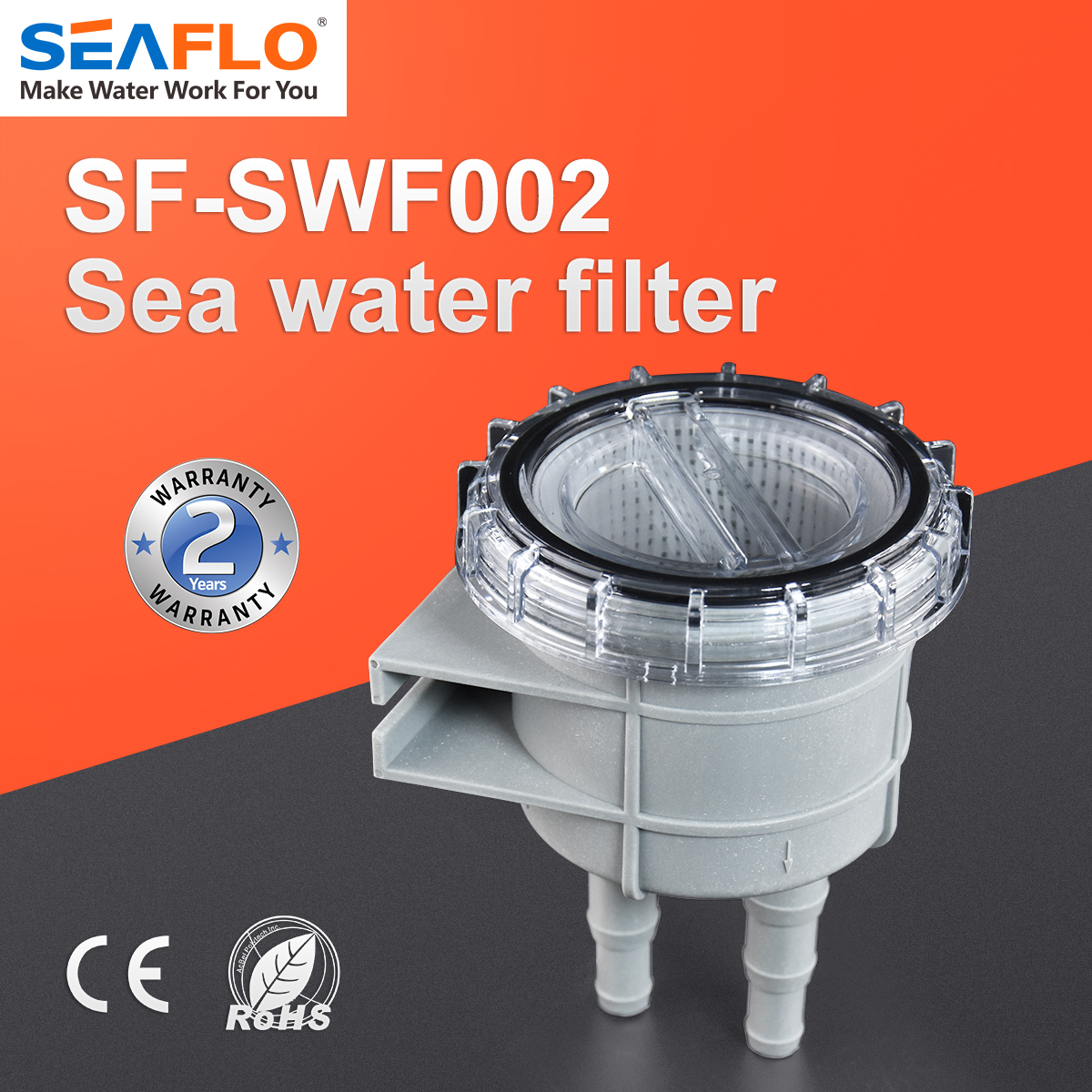 SEAFLO 13mm 16mm 19mm filtre à eau de mer convient pour la taille du tuyau 1/2 "5/8" 3/4 "filtre bateau moteur marin nettoyeur d'admission SF-SWF002