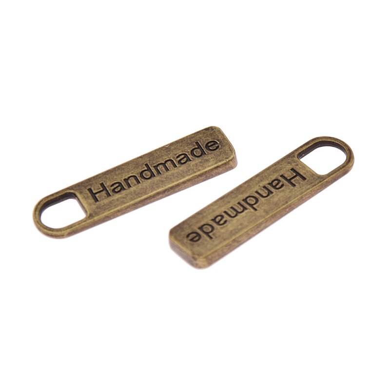 Etiquetas de Metal con letras hechas a mano para manualidades, cuerpo de cremallera para bricolaje, DIY, reparación a medida, ropa de costura, bolsos, accesorios de decoración, 10 Uds.