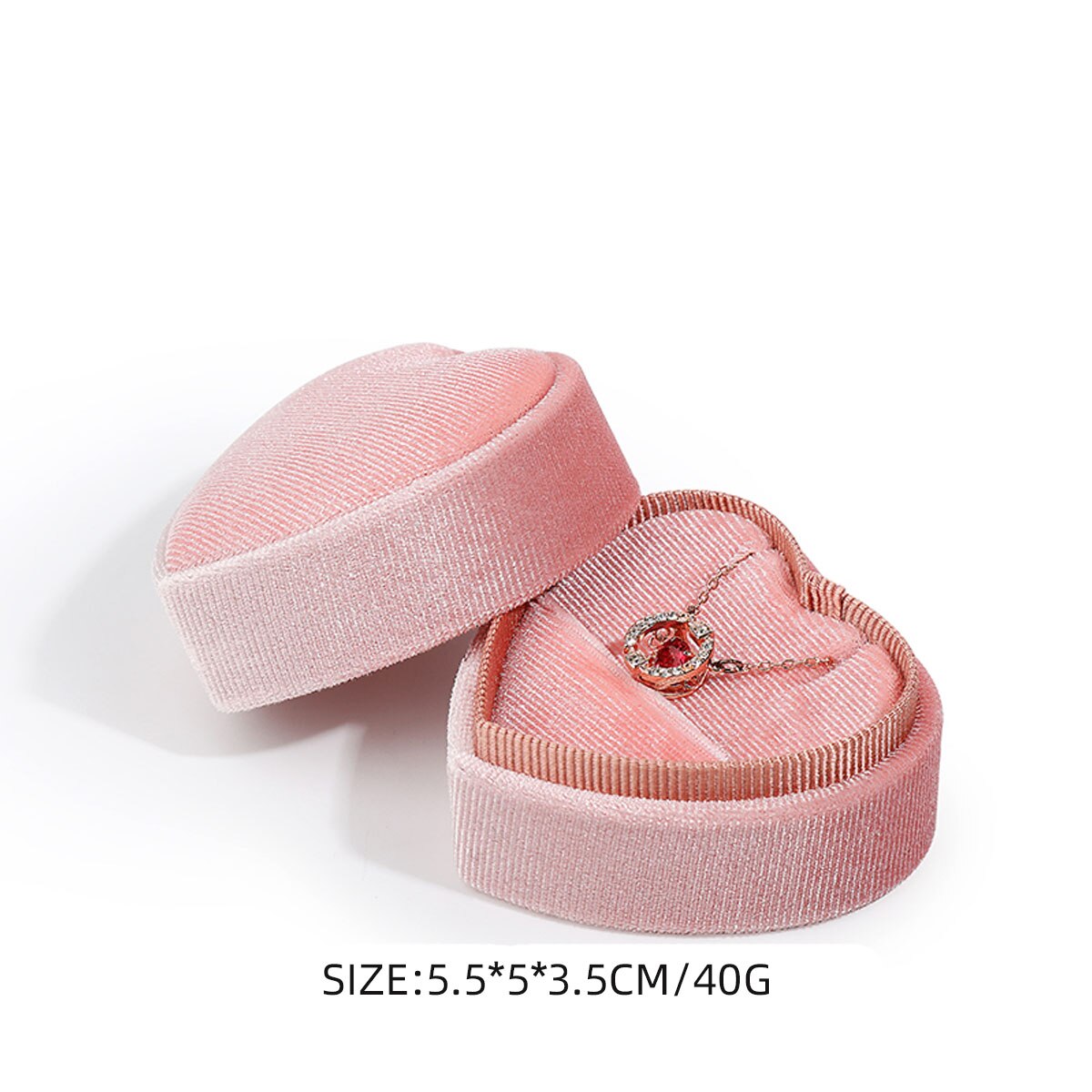 Sieraden Doos Ring Box Strik Sieraden Organizer Box Hartvormige Corduroy Doek Ketting Box Ring Verpakking Box: Pink-02