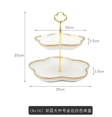 Bandeja de cerámica para pastel de estilo nórdico, soporte para Tartas, platos de boda, vajilla de , estante de exhibición, merienda de té de la tarde, 3 niveles: 4