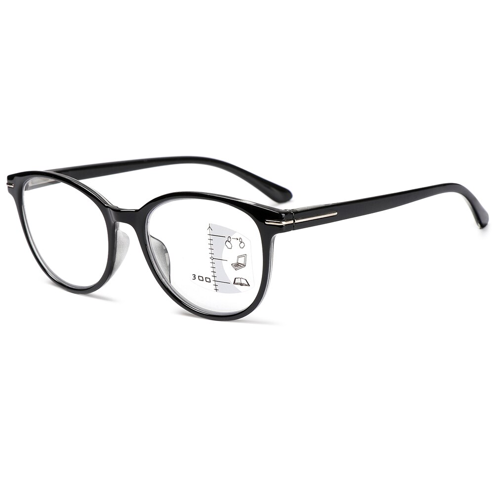 Occhiali da lettura multifocali progressivi unisex occhiali da lettura con blocco della luce blu occhiali da presbiopia rotondi occhiali per computer: +150