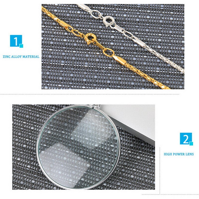 5x loupe pendentif or argent plaqué chaîne collier pour femmes bijoux décoratif Monocle collier