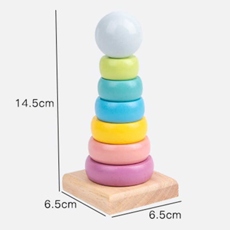 Wooden Rainbow Block Stacker mini Stacking Game Wooden Toys Nesting Puzzle Building Blocks Montessori Educational Toy for Kids: 5