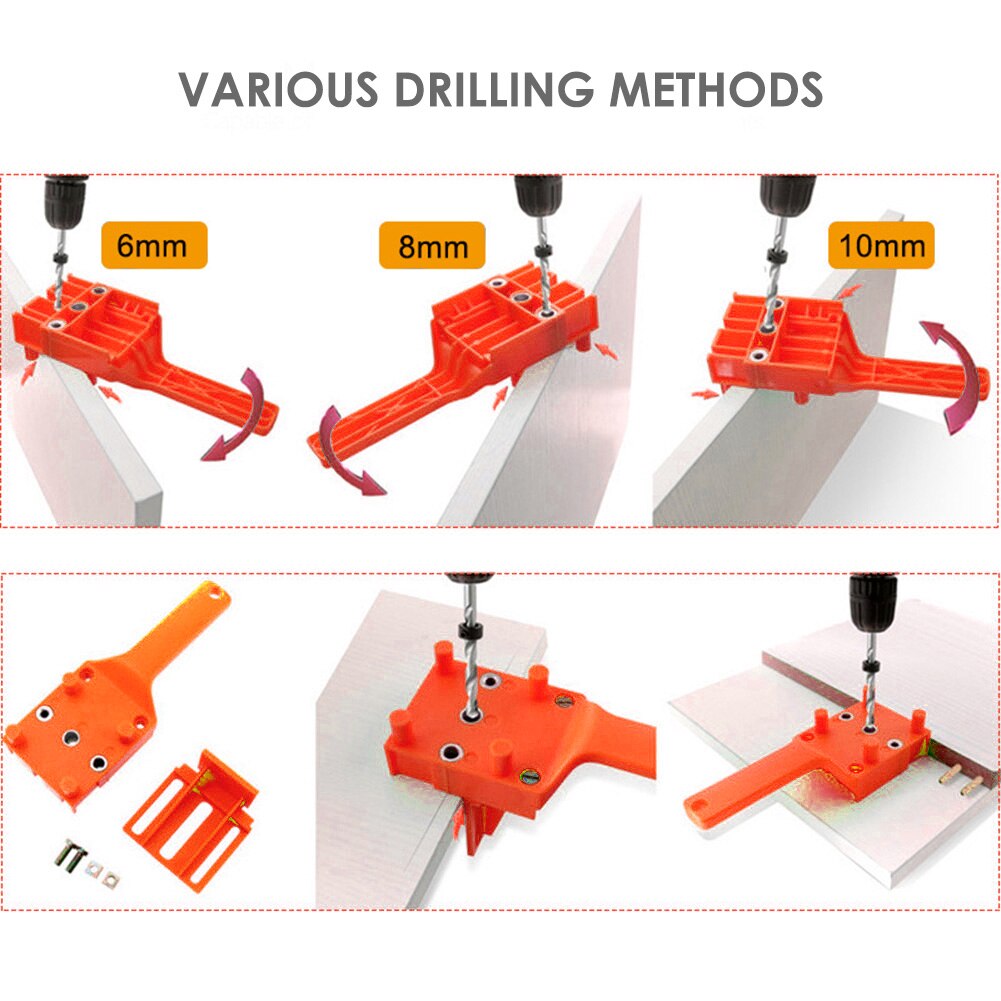 Woodworking Handheld Wood Punching Locator Vertical Pocket Hole Locating Fixture Kit Punching Punching Locator Drilling Guide