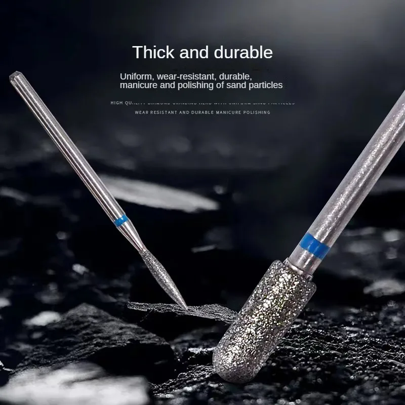 Brocas de diamante con punta cónica para uñas, herramienta lijadora eléctrica para limpieza de cutículas, rotativa, para manicura y pedicura, 6 uds.