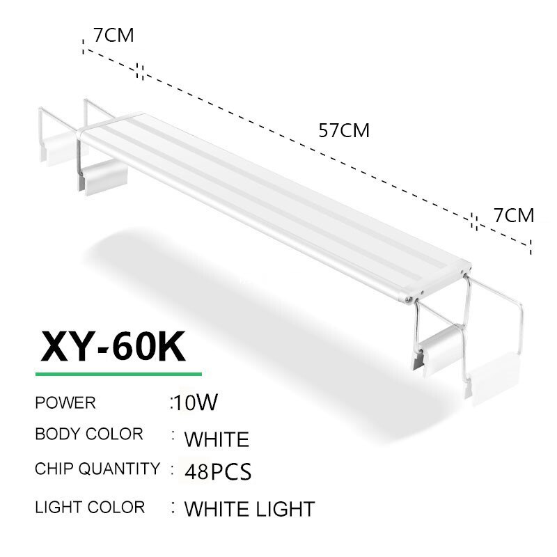 Oświetlenie LED do akwarium 15-57cm wysokiej jakości lampa do akwarium z wysuwane uchwyty białe i niebieskie ledy pasuje do akwarium: XY-60N White