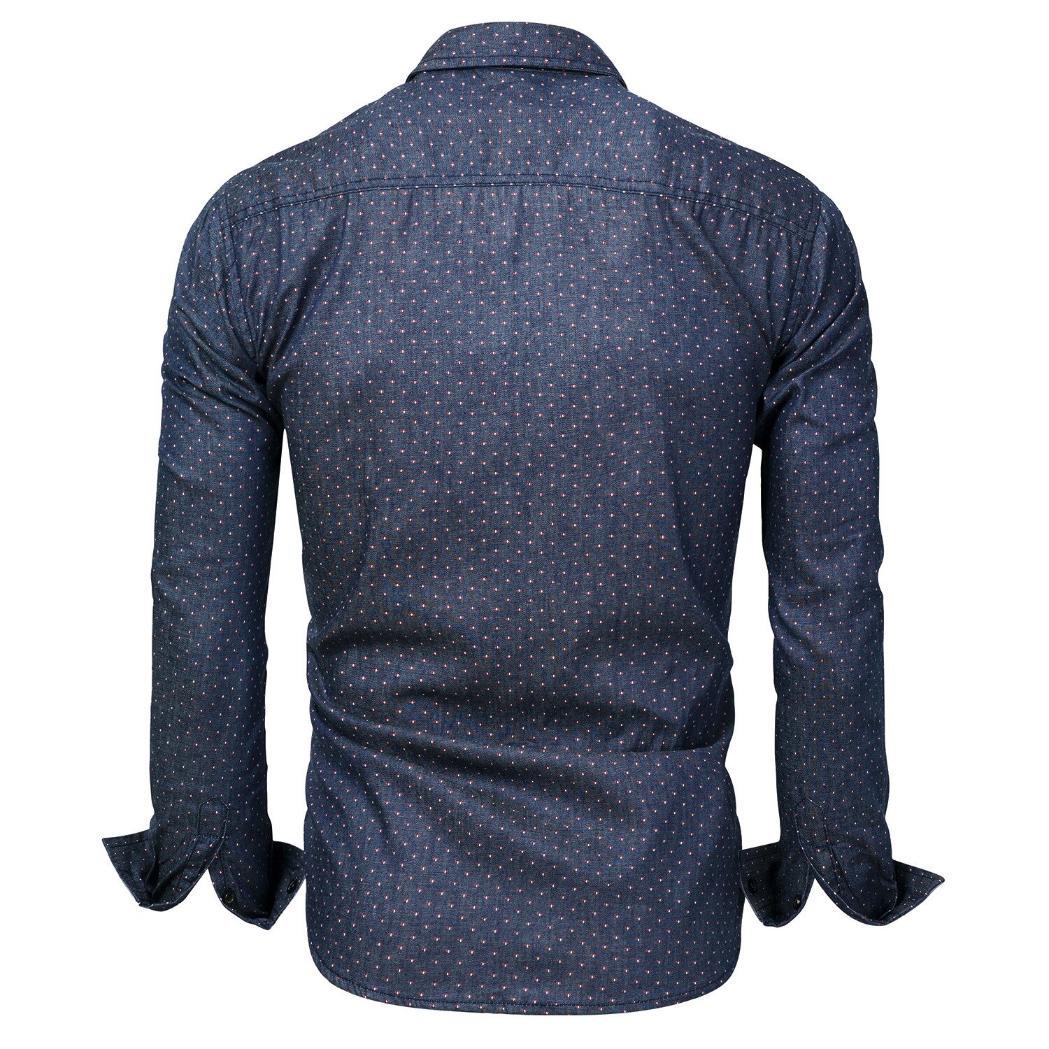 large size men's denim long sleeve shirt polka dot shirt