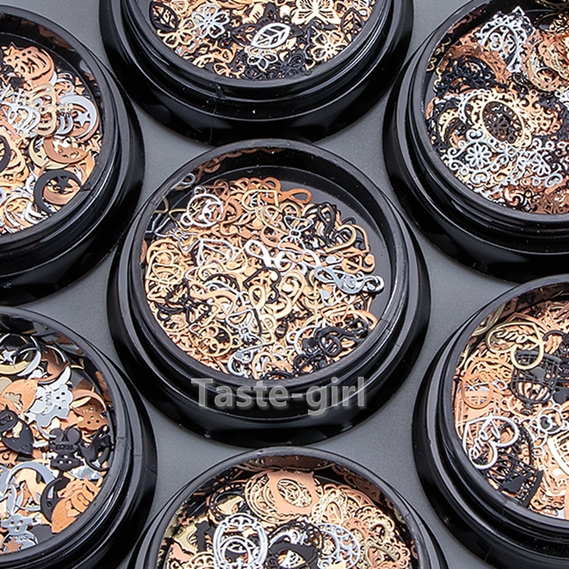 1garnek boże narodzenie metalowe ozdoby robić paznokci folia cekiny paznokci kawałek naklejki naciśnij na sztuczne paznokcie akcesoria manicure dostarcza narzędzie