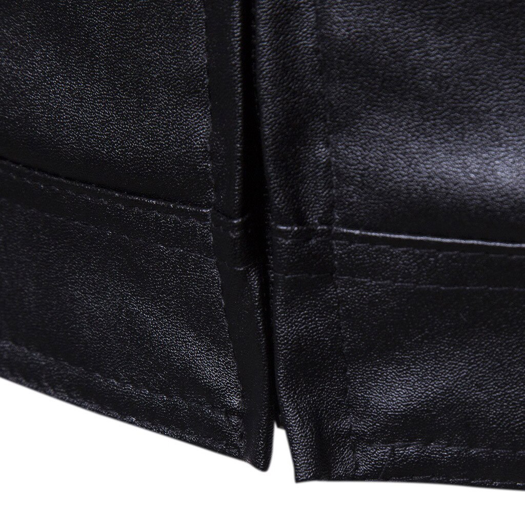 Mens Biker Moto Jacket Stand Collar Motorcycle Faux Leather Casual Jackets Male Black PU Coat Long Sleeve Large Size 3xl