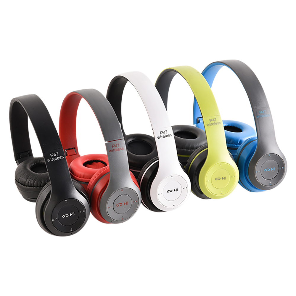 Stereofoniczne słuchawki bezprzewodowe P47 Bluetooth 5.0 składane słuchawki HIFI Bass Kid Girl kask prezent z mikrofonem do telefonu komórkowego