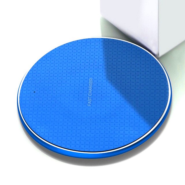 Ankndo qi draadloze oplader 10w ultradunne draadloze oplaadpad voor iphone samsung xiaomi mobiele telefoon snellaadladers: Blauw
