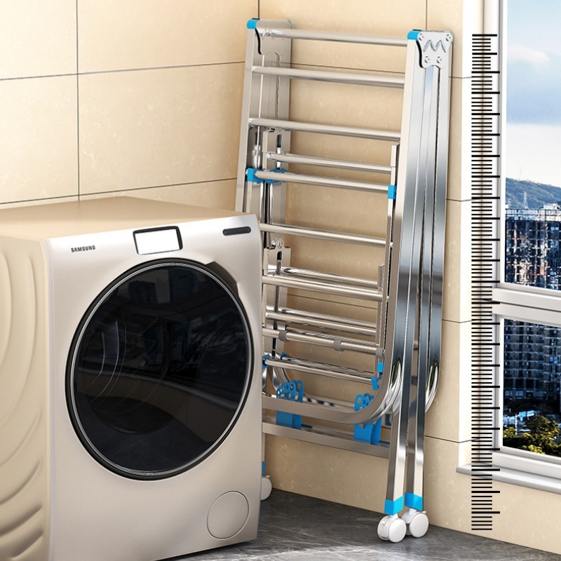 Wielowarstwowy wieszak robić suszenia ubrań ze stali nierdzewnej Składany wieszak na ubrania dla dzieci Wewnętrzny stojak na pranie robić przechowywania pościeli