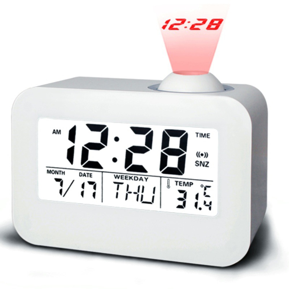 Alarm Clock 7 Colors changing LED Clock With Weather Station Thermometer Calendar Date LED Projection Digital Clock