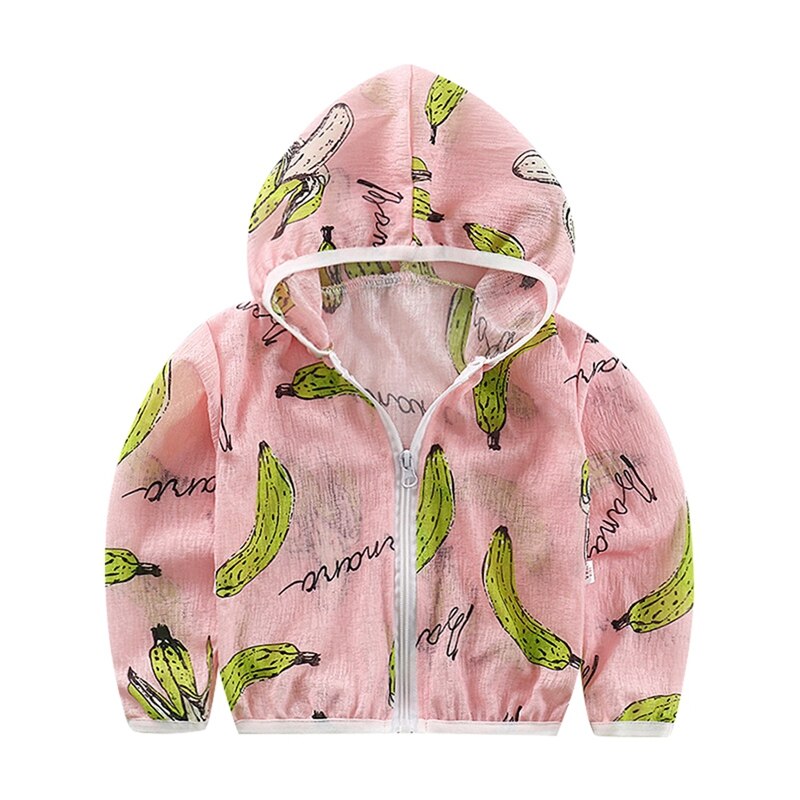 Kids Sun Protection Clothing Coat Unisex Cartoon Print UV Protection Quick Dry Thin Jacket with Hooded Zipper Baby Coat