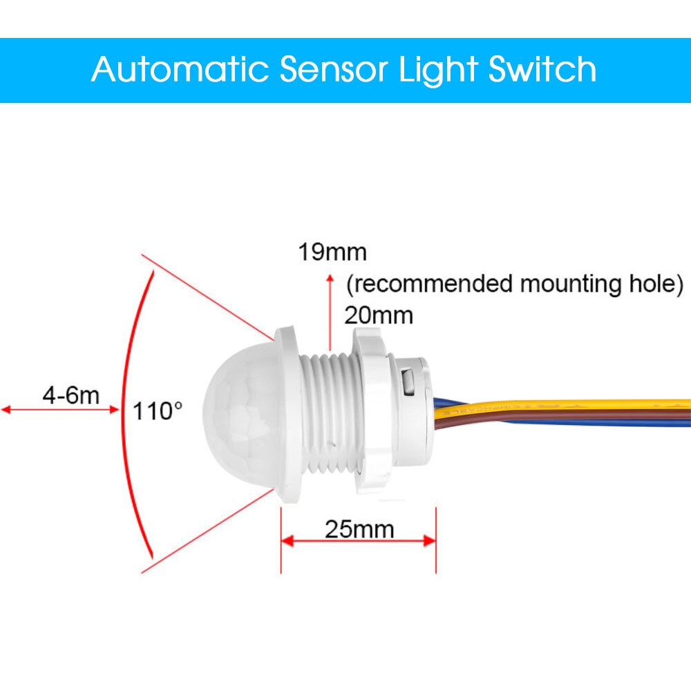 LED PIR Detector Infrared Motion Sensor Switch with Time Delay Adjustable Auto On Off Smart Switch 110V 220V Light Switch