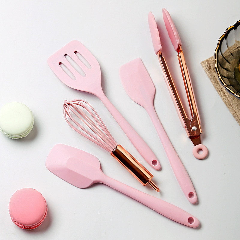 Kids Silicone Kitchenware Cooking Utensils Set Mini Kitchen Non-Stick Cookware Spatula Colander Baking Tool Cooking Dough Scrape