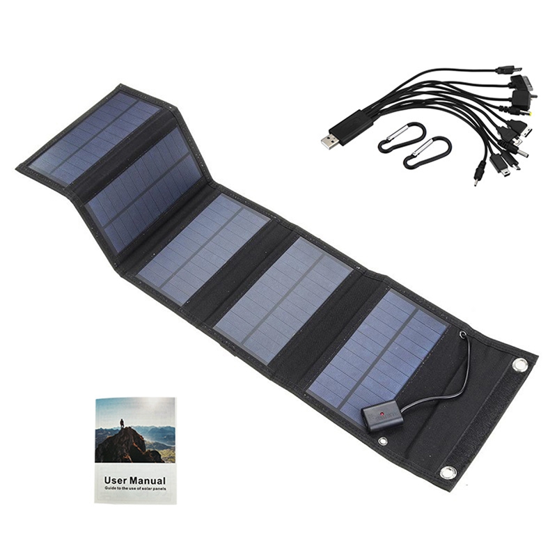 15W USB Solar Panel Folding Power Bank Outdoor Hiking Battery Charger Portable USB Energy Solar Cell Charger for Camping