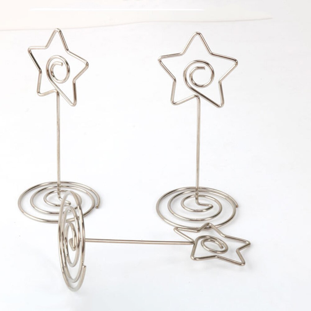 10Pcs Metal Party Table Number Card Holder Heart Ring Star Shape Photo Note Clip Party Direction Signs Photo Holders