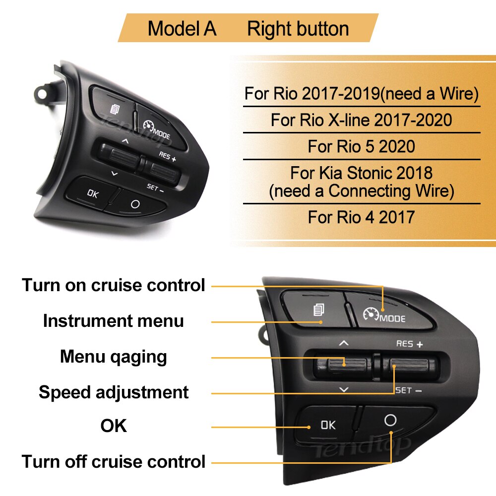 Multifunctional Steering Wheel Buttons For Kia RIO X-LINE K2 RIO 4 Cruise Control Remote Volume Bluetooth Car Switches