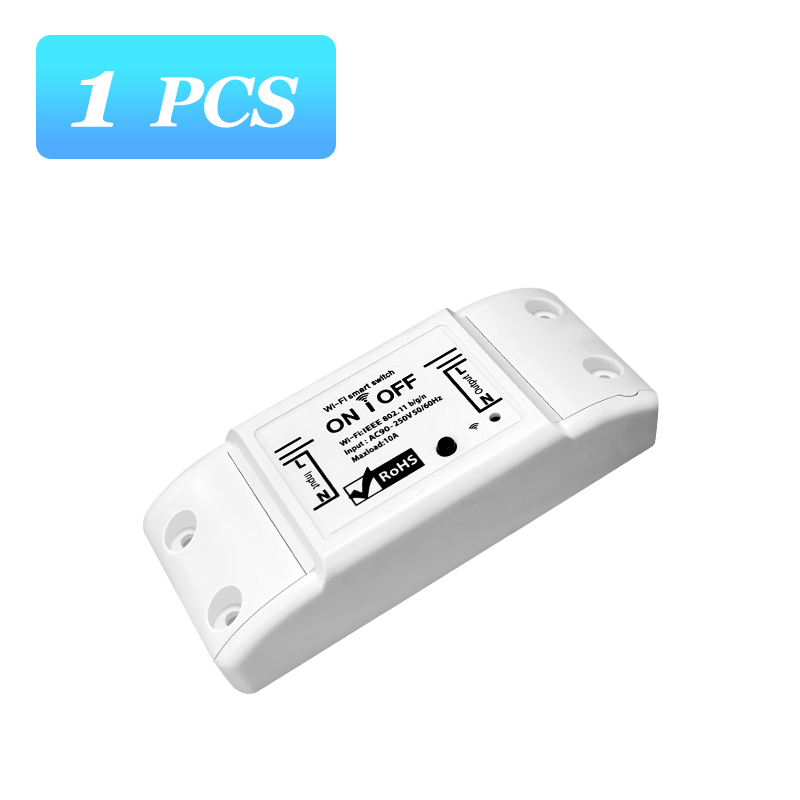 Wifi DIY Smart Switch Remote Controller Timer 90-250V Smart Home Tuya Smartlife APP Control Work with Alexa Google Home Outlets: 1 PCS