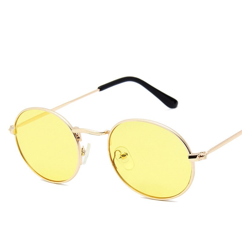 Lunettes de soleil ovales pour femmes, de luxe, transparentes, tendance, en alliage, pour adultes: Golden yellow