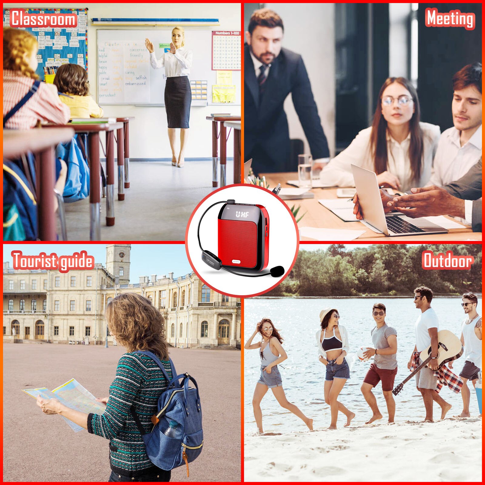 Gosear-Amplificador de voz portátil multifuncional, altavoz de voz compatible con Bluetooth, con micrófono inalámbrico para profesores, 15W