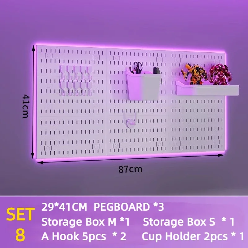 Organizador de pared de tablero de clavijas DIY sin perforaciones, accesorios colgantes, estante de organización, almacenamiento para garaje, ganchos, artesanías, cocina y habitación