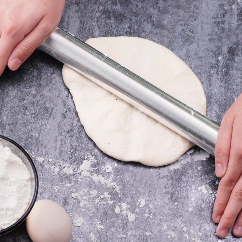 Stainless Steel Rolling Pin Non-stick Pastry Dough Roller Bake Pizza Noodles Cookie Pie Making Baking Tools Kitchen Tool