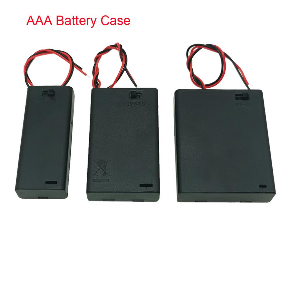 1Pcs AAA Battery Holder Case Box With Leads With ON/OFF Switch Cover 2 3 4 Slot Standard Battery Container