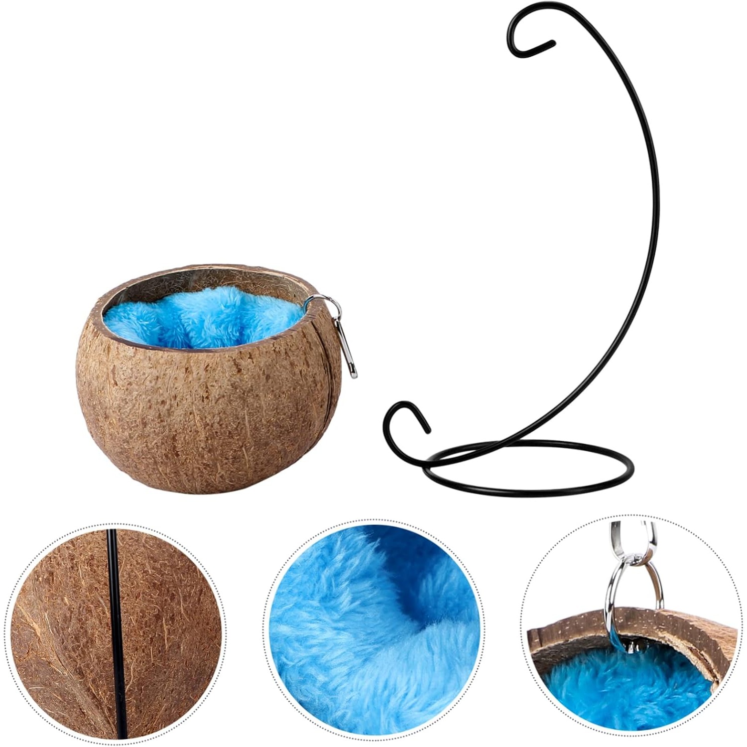 Hamaca colgante para hámster, cama nido de cáscara de coco para mascotas con soporte, jaula, accesorios para mascotas pequeñas, oso dorado, planeador de azúcar, ardilla