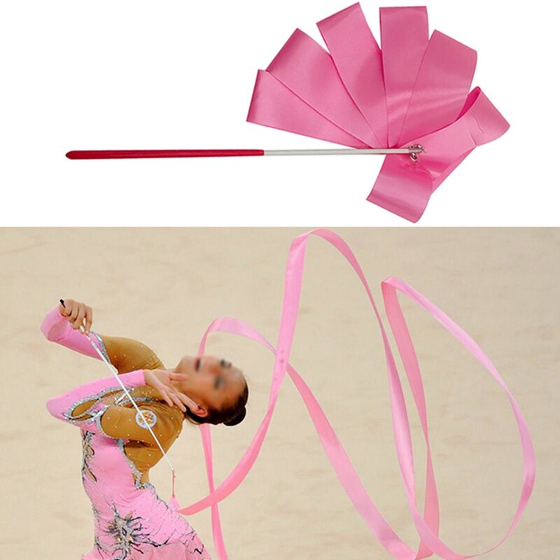 2M/4M Gymnastic Ballet Streamer Colorful Gym Ribbons Dance Ribbon Rhythmic Art Twirling Rod Stick For Gym Training