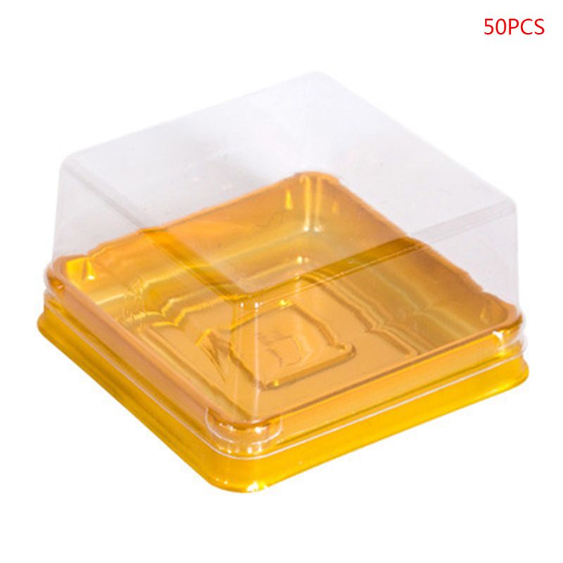 50 Sets Ronde Maan Cake Trays Mooncake Yolk Scherpe Pakket Box Container Houder: 02GD