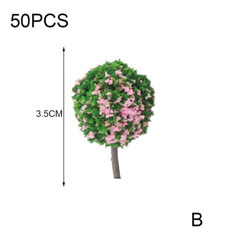 50 Stuks Bloem Model Trein Ronde Bomen Bal Vormige Landschap Kleuren Schaal Landschap 1/87 Gemengde K7W9: B