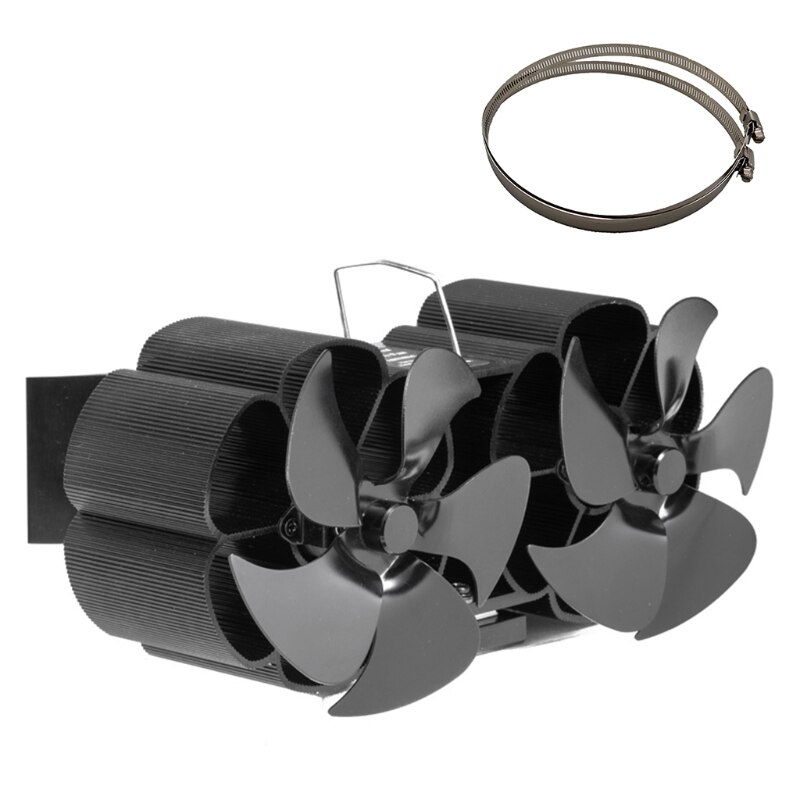 Double-ended Fireplace Fan Chimney Duct Fan 10-blade Small Ideal for Home Eco Friendly and Efficient Wood Stove Fan: Black