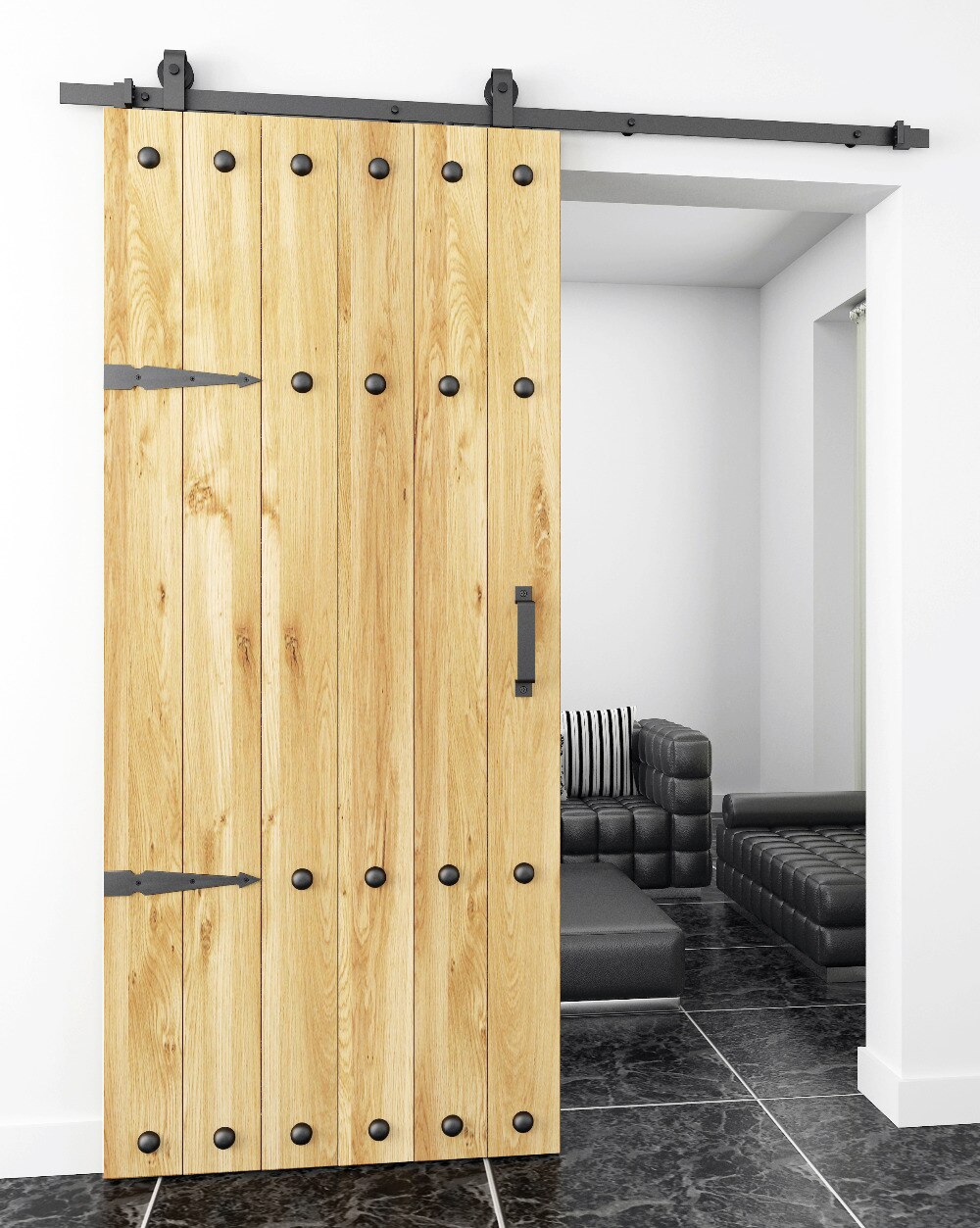 DIYHD 206mm puerta corredera de Granero hardware decorativo Puerta de Granero losa larga recta bisagra falsa
