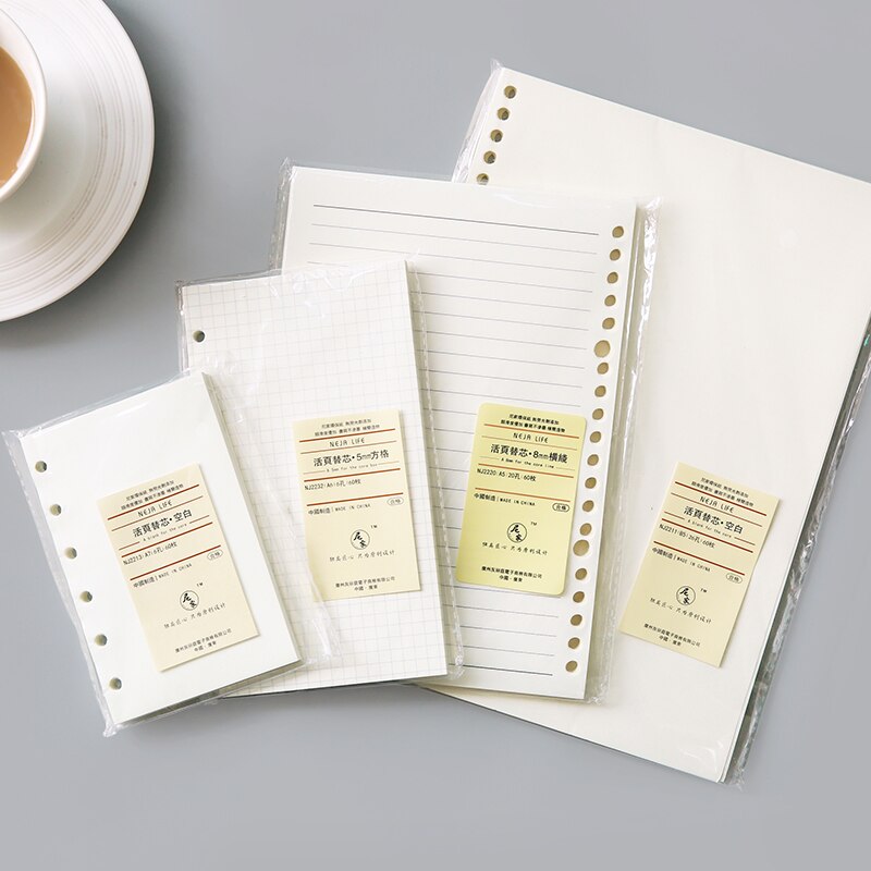 Libreta A5 de 20 agujeros B5 con 26 agujeros, recargas de papel, diario en espiral, páginas internas, cuadrícula punteada, cubierta con espiral Cornell PP en blanco