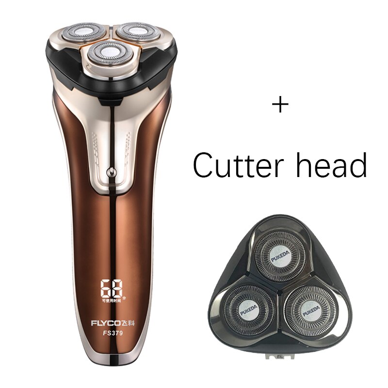Flyco-Afeitadora eléctrica FS379 para hombre, máquina de afeitar portátil con 1 hora de carga, cuchilla 3D flotante, soporte de Afeitadora eléctrica, recortadora emergente impermeable