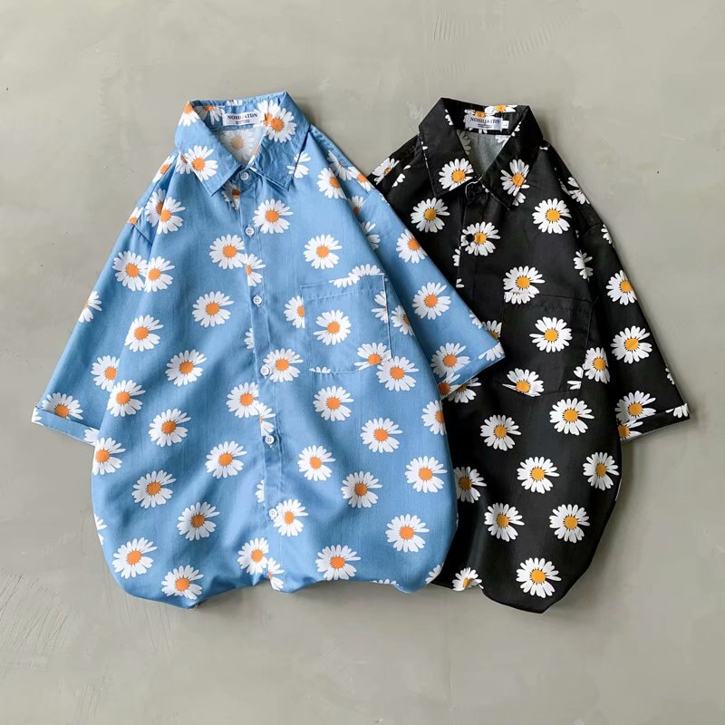 herren Hemden Japan Stil Streetwear Blume Hemd Männlichen lässig Männer Kleidung Sommer Tendenzen Männer Hemden