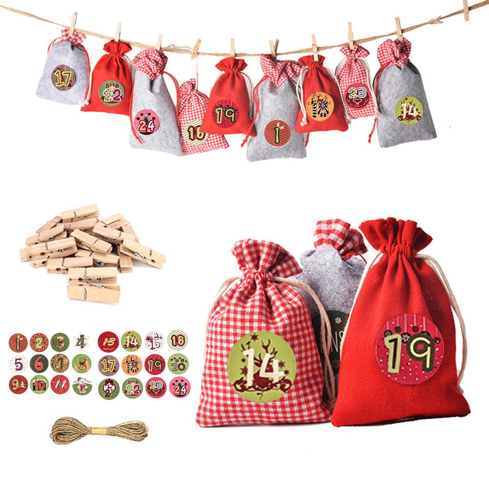Mini Linen Christmas Cotton Drawstring Bag