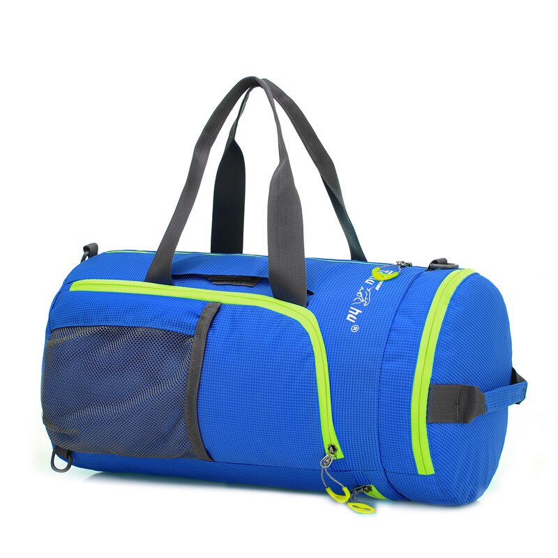 Outdoor Multifunctionele Waterdichte Nylon Unisex Camping Sport Zakken Vouwen Knapzak Packsack Schoudertassen Reizen Wandelen Tassen: Blauw